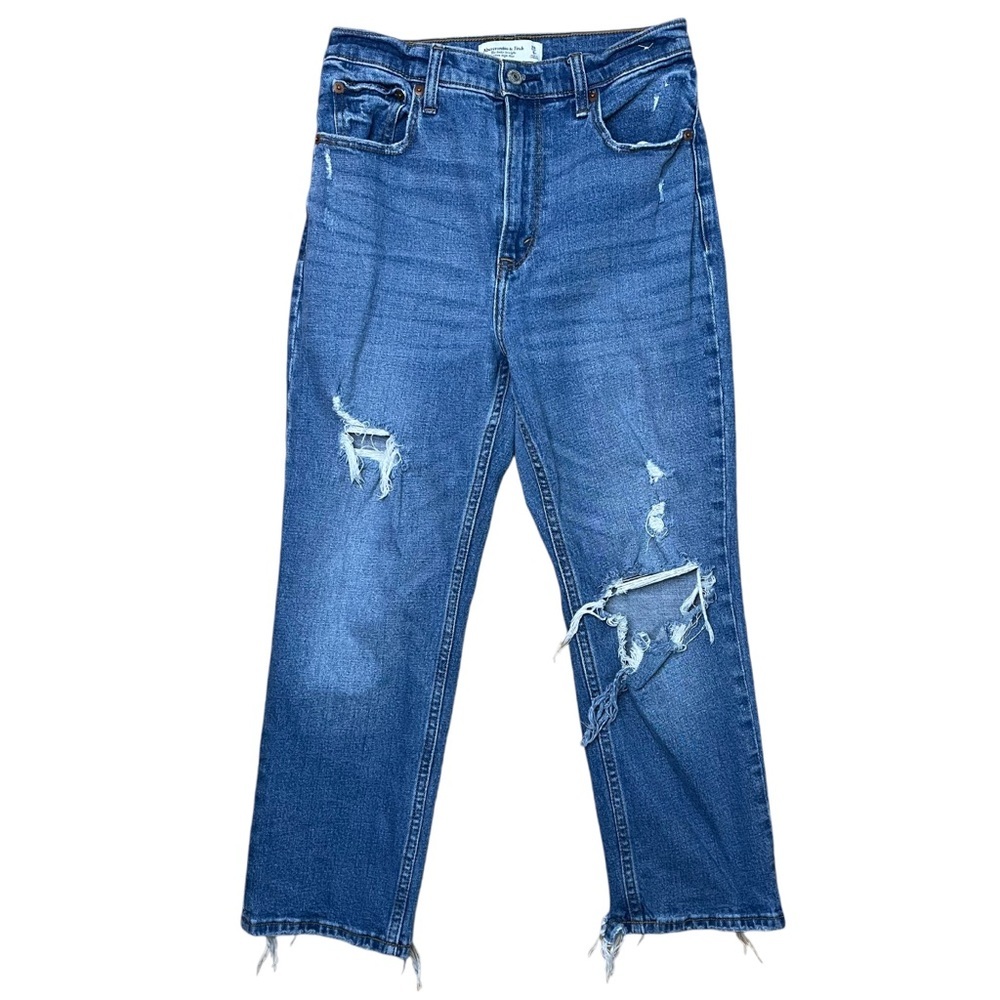 Abercrombie & Fitch Women’s The Ankle Straight Ultra High Rise Medium Wash Jeans